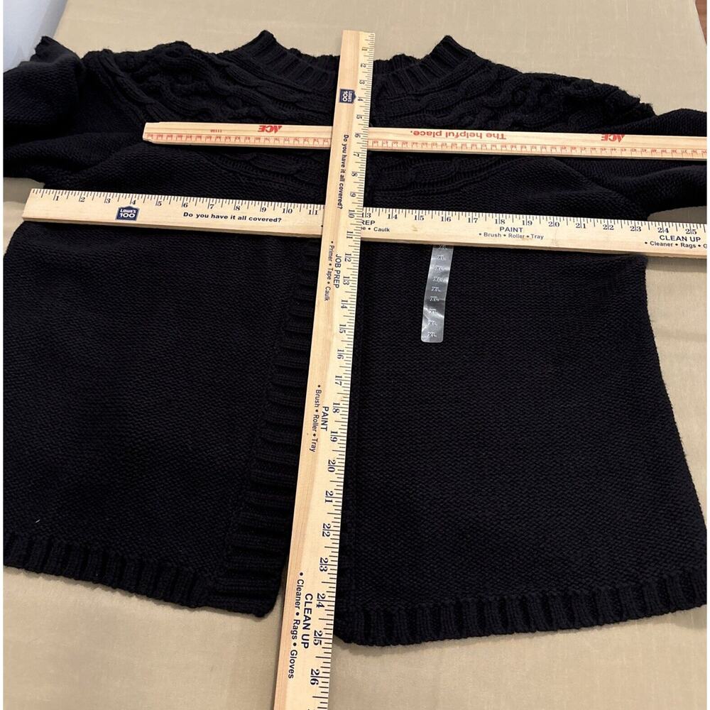 St. John’s Bay Women 3/4 Sleeve Knit Cardigan Sweater XL Black 3 Button Open - Picture 8 of 9